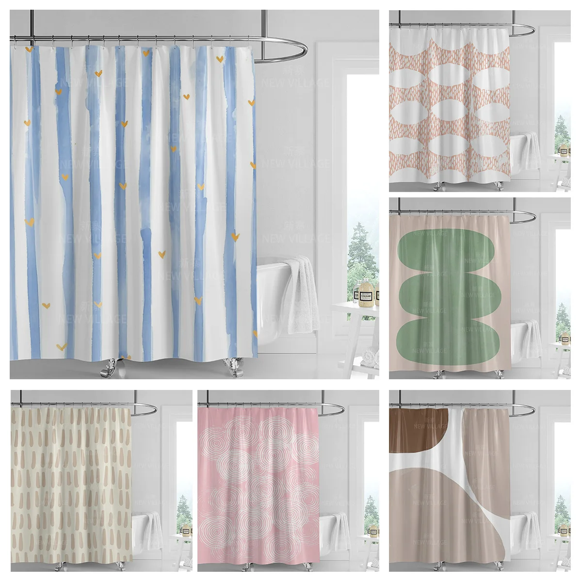 Shower Curtain Liner - Abstract Geometric Graffiti Shower Curtain Nordic