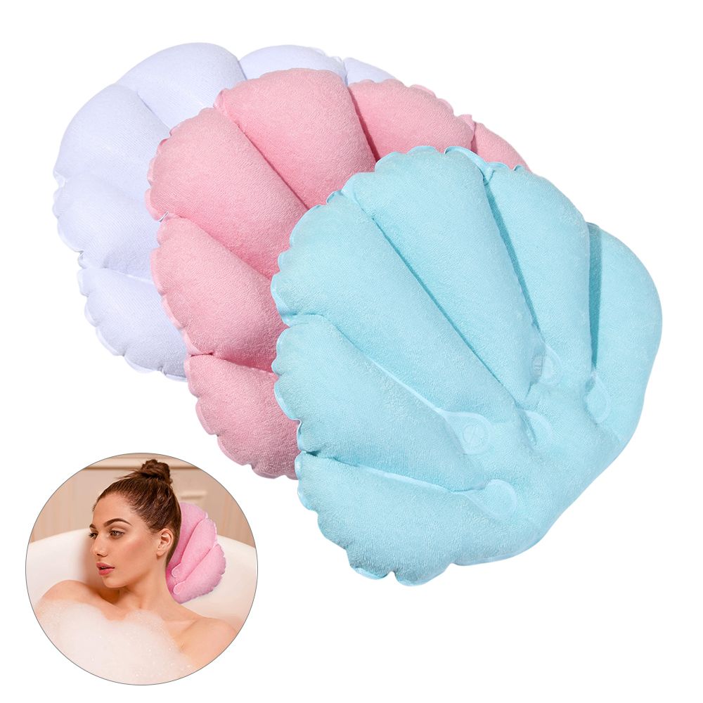Bathtub Pillow Inflatable - With Suction Cups Inflatable Terry Cloth