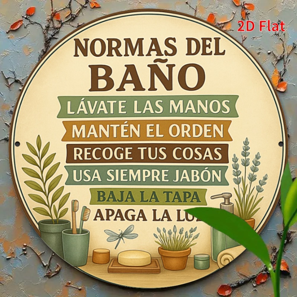 Home Bathroom Rules - 2D Flat 20x20cm Spanish Bathroom Rules