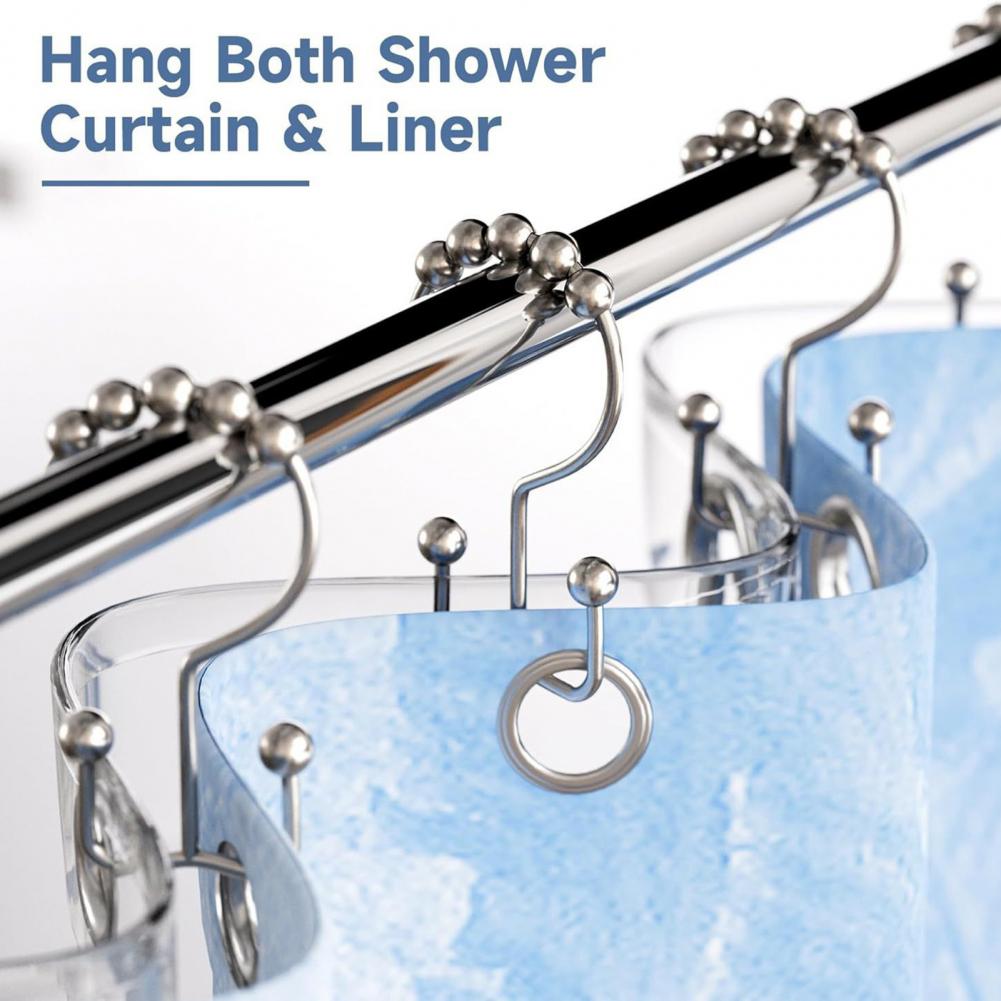 Shower Curtain Liner - 12pc Metal Shower Curtain Rings Metal