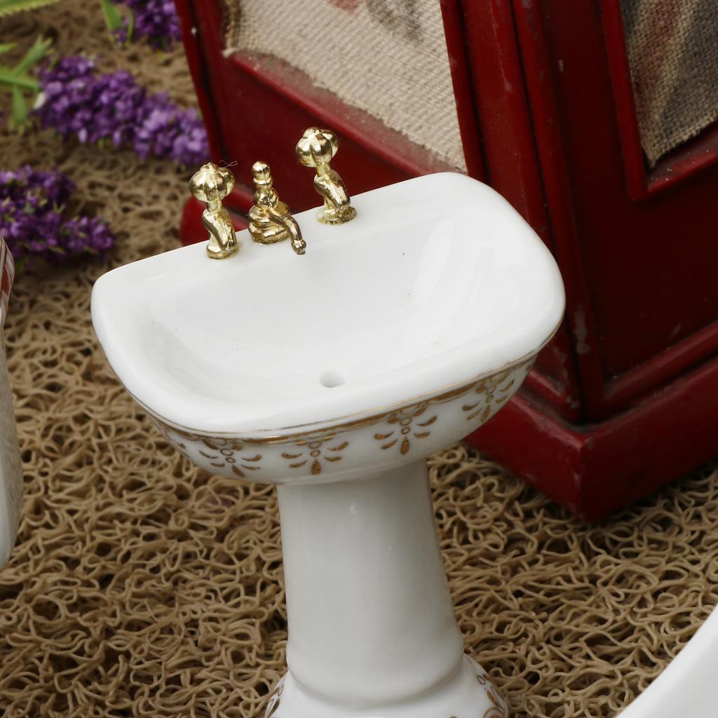Home Bathroom Scales - Ceramic Dollhouse Bathroom Set Miniature Bathtub