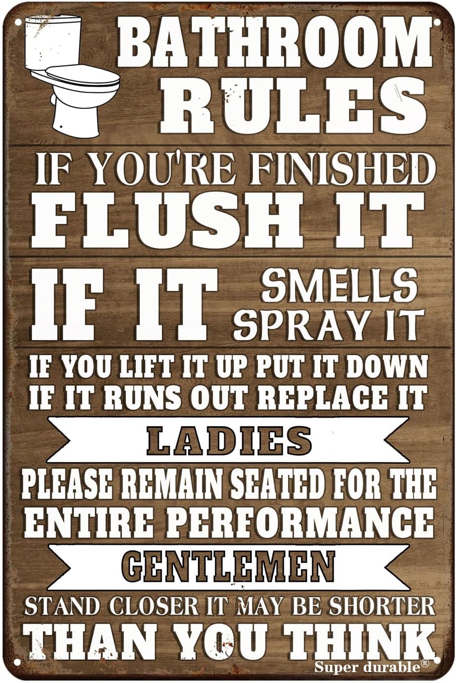 Home Bathroom Rules - Funny Bathroom Rules Metal Tin Sign