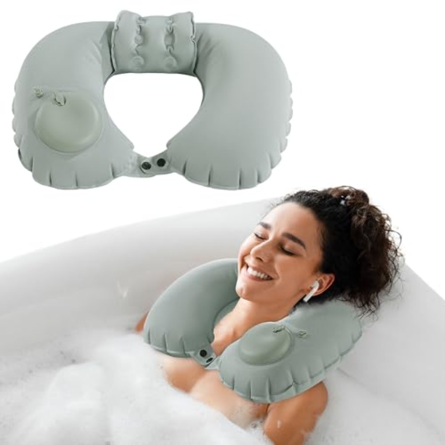 Bathtub Pillow Inflatable - Inflatable Bath Neck Pillows for Tub
