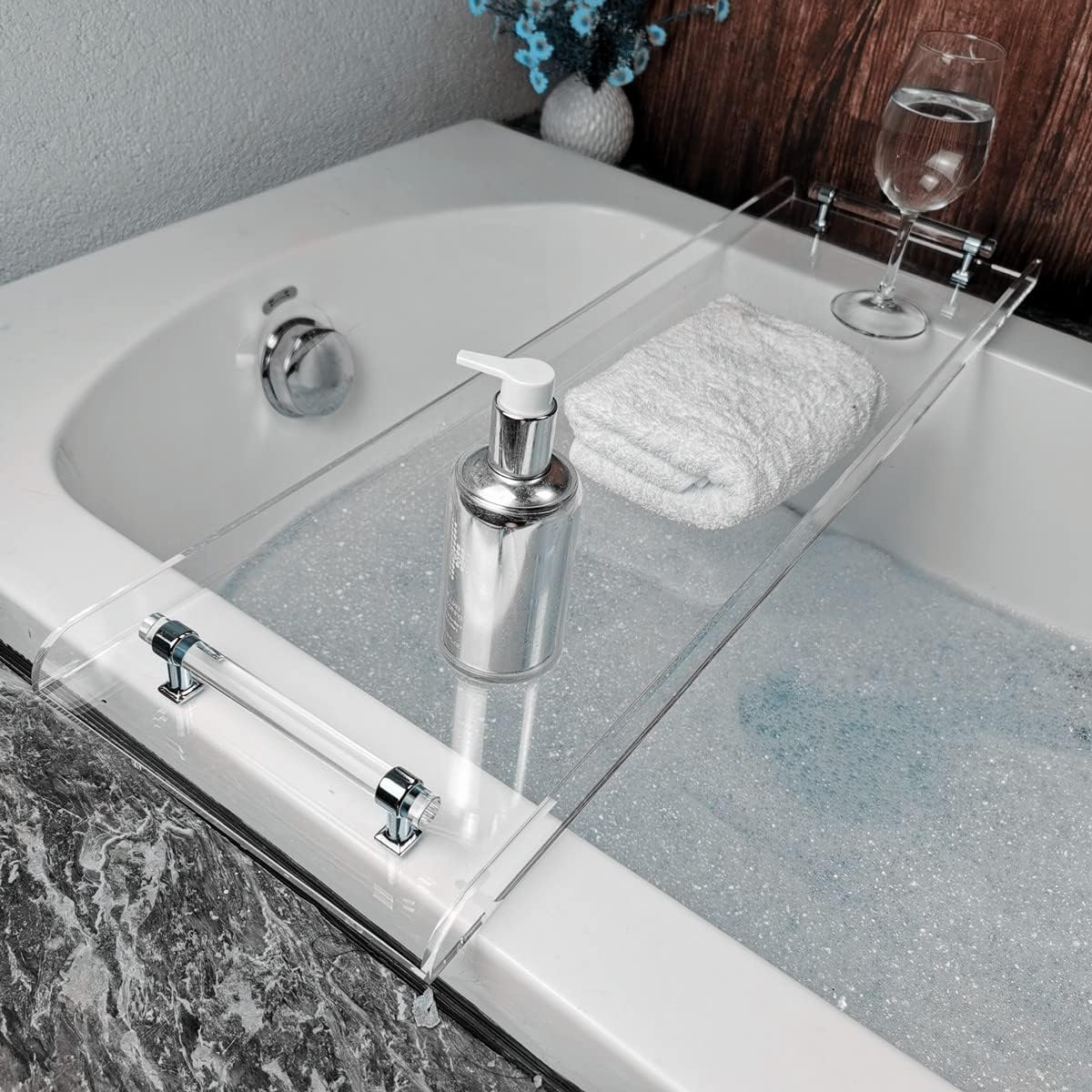 Bath Caddy Tray - 42 Inch Transparent Bathtub Caddy With