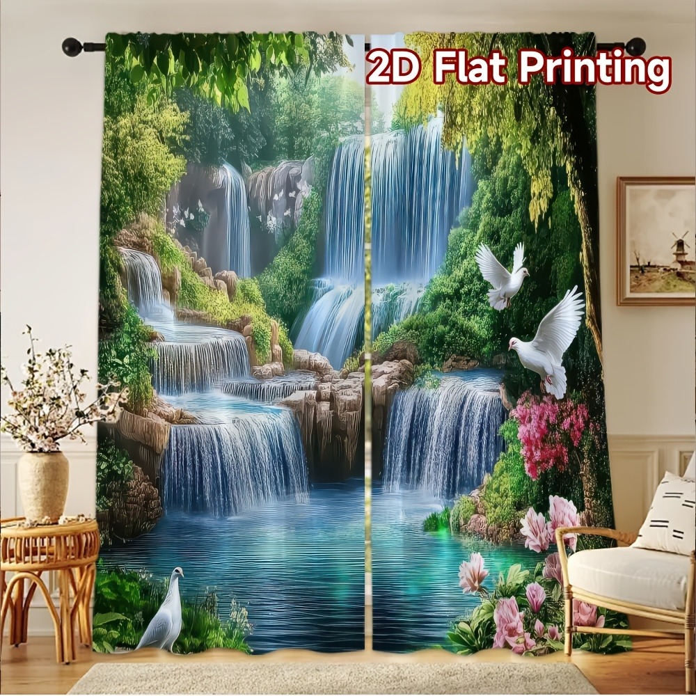 Home Bathroom Plan - 2D plan -2-piece set, forest waterfall