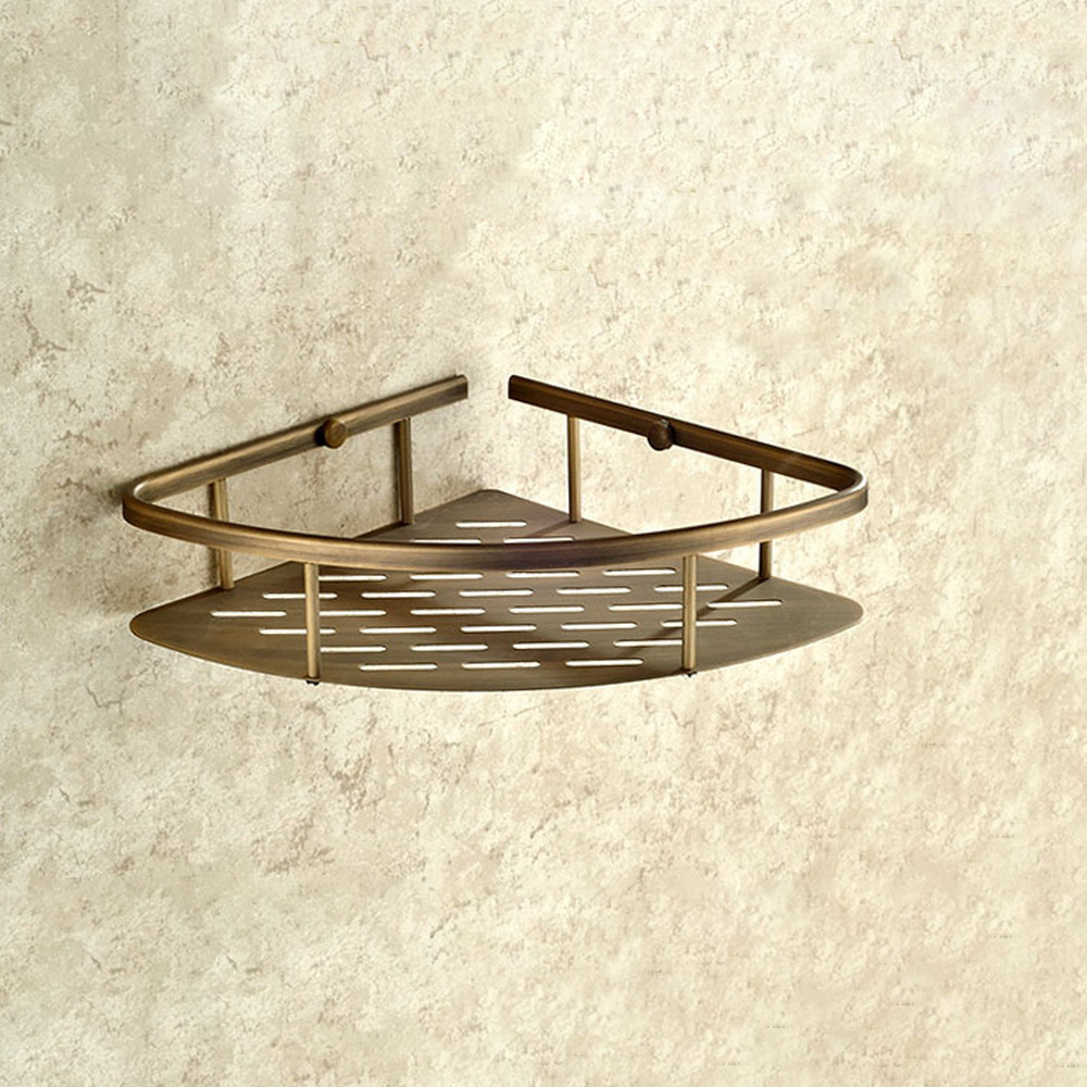 Bath Caddy Tray - Antique Brass Bathroom Accessory Corner Bath