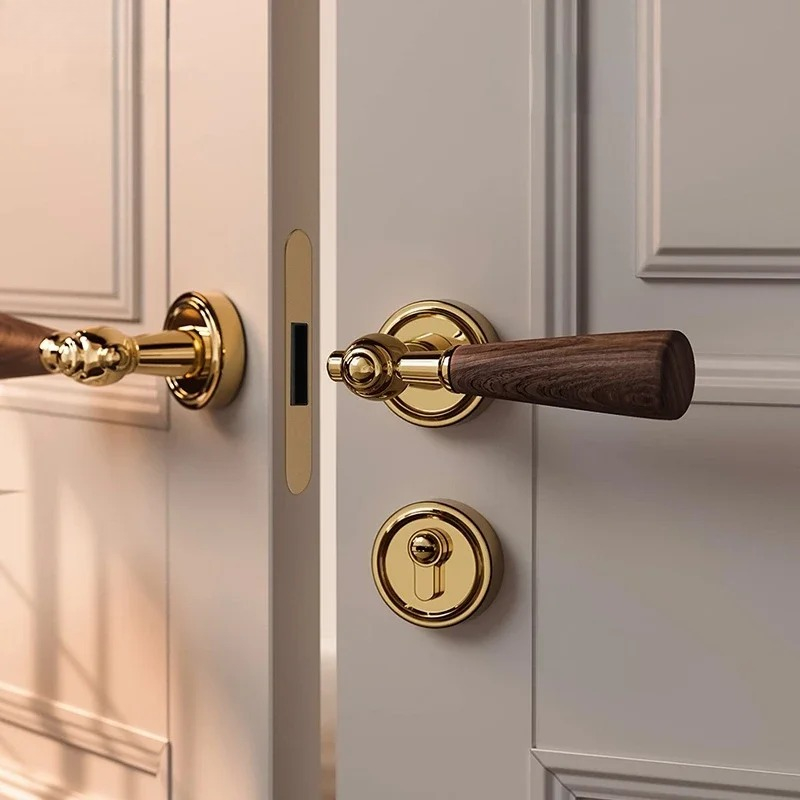 Home Hardware Bathroom Accessories - Walnut Wood Handle Zinc Alloy Silent