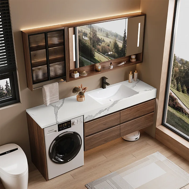 Home Bathroom Vanity Combo - Modern Bathroom Storage Cabinet with Ceramic