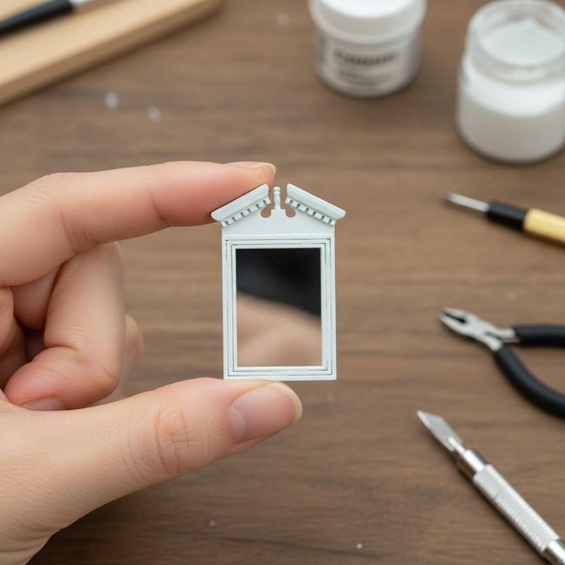 Home Bathroom Scales - White Mirror Dollhouse Bathroom Model Simulation