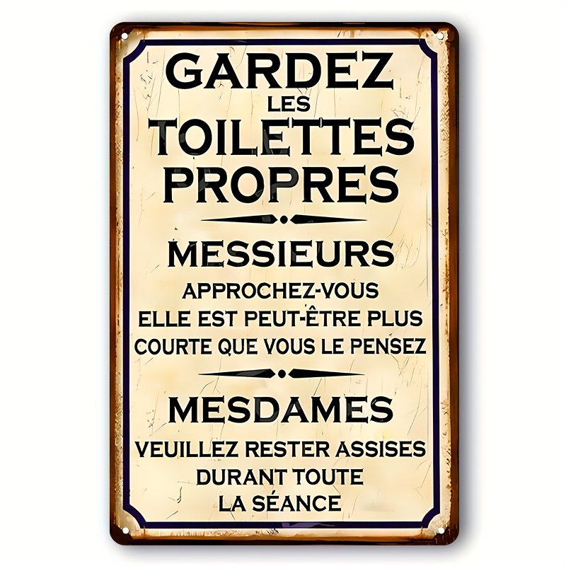 Home Bathroom Rules - Vintage French Bathroom Sign - Iron