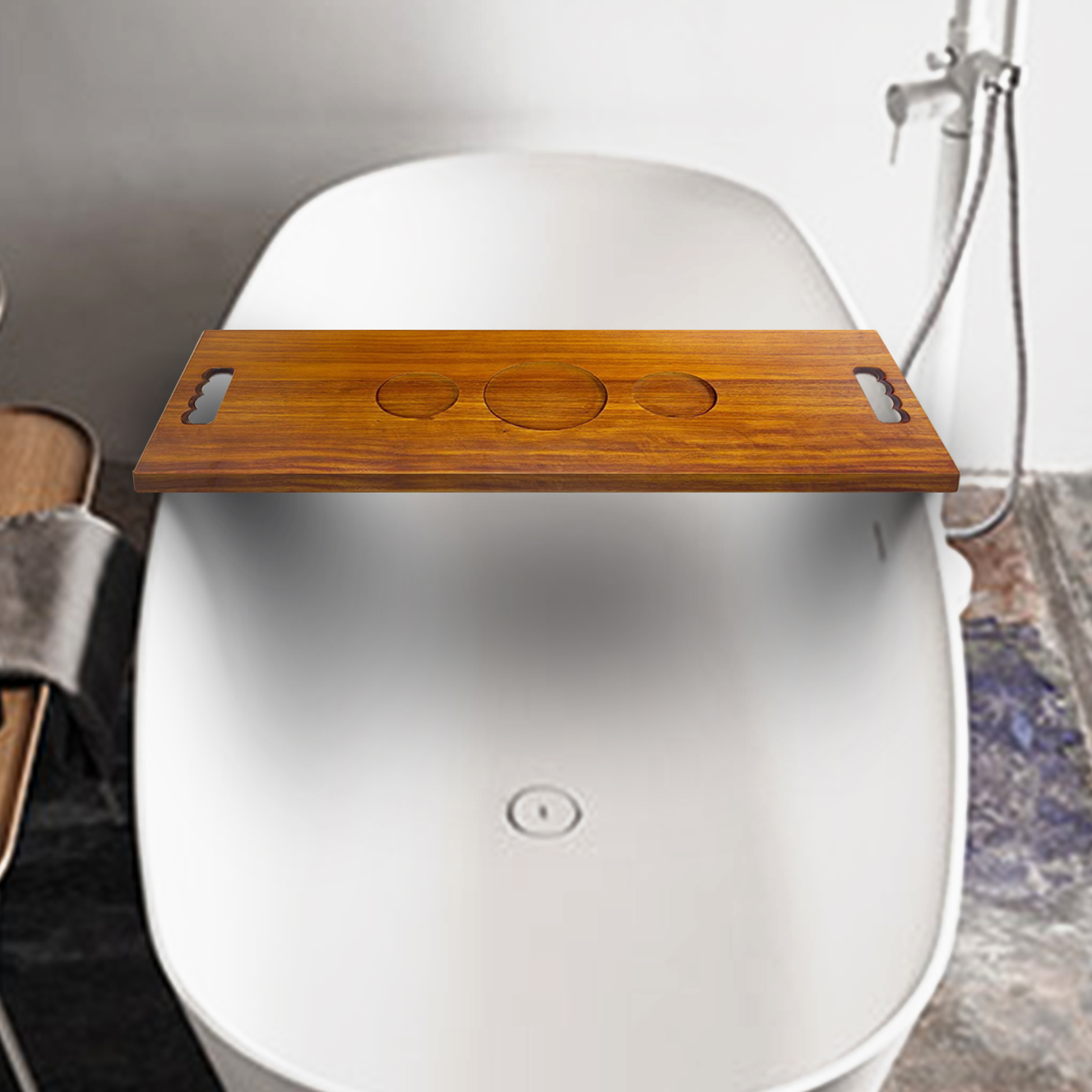 Solid Wood Bathtub Tray with S - Bath Caddy Tray recension och pris