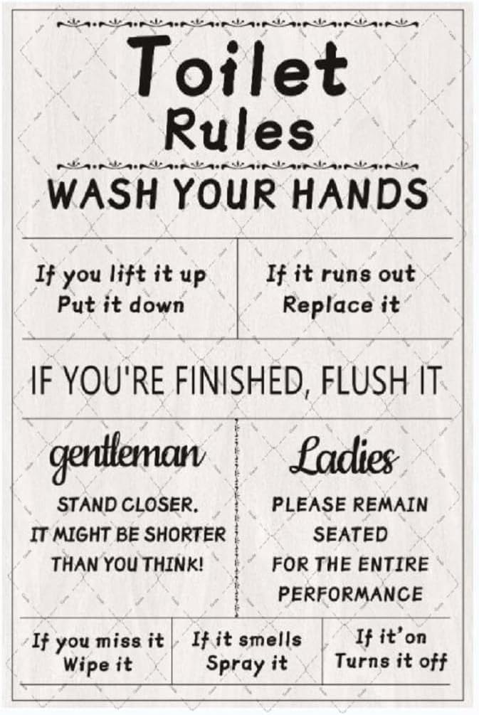 Cusde Toilet Rules Metal Tin S - Home Bathroom Rules recension och pris