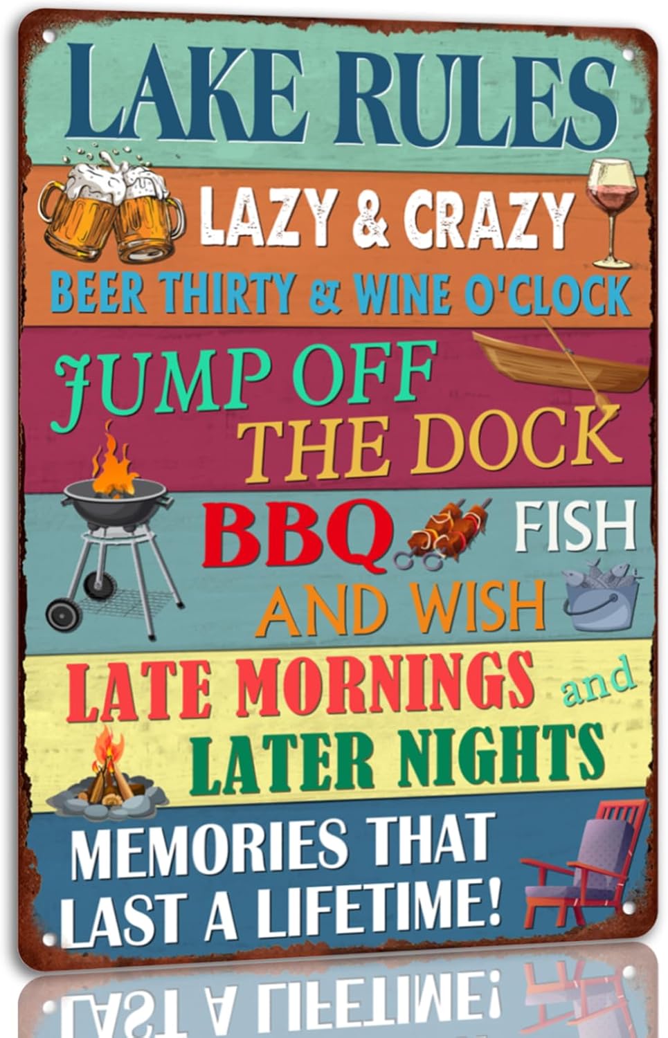Lake Rules Tin Sign Vintage La - Home Bathroom Rules recension och pris