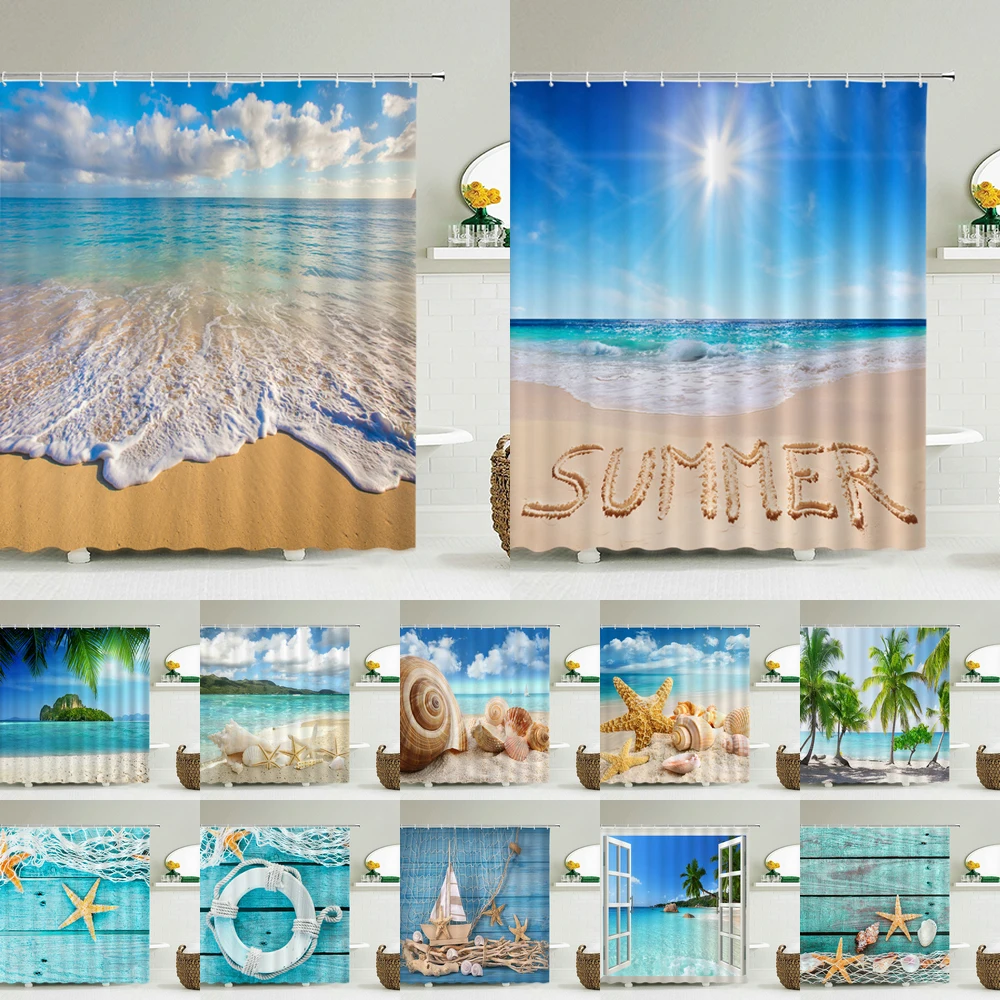 Seascape Beach Shower Curtains - Shower Curtain Liner recension och pris