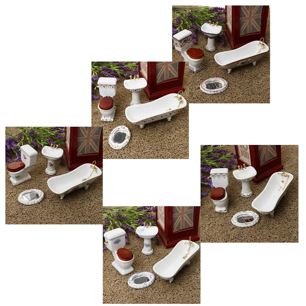 Ceramic Dollhouse Bathroom Set - Home Bathroom Scales recension och pris