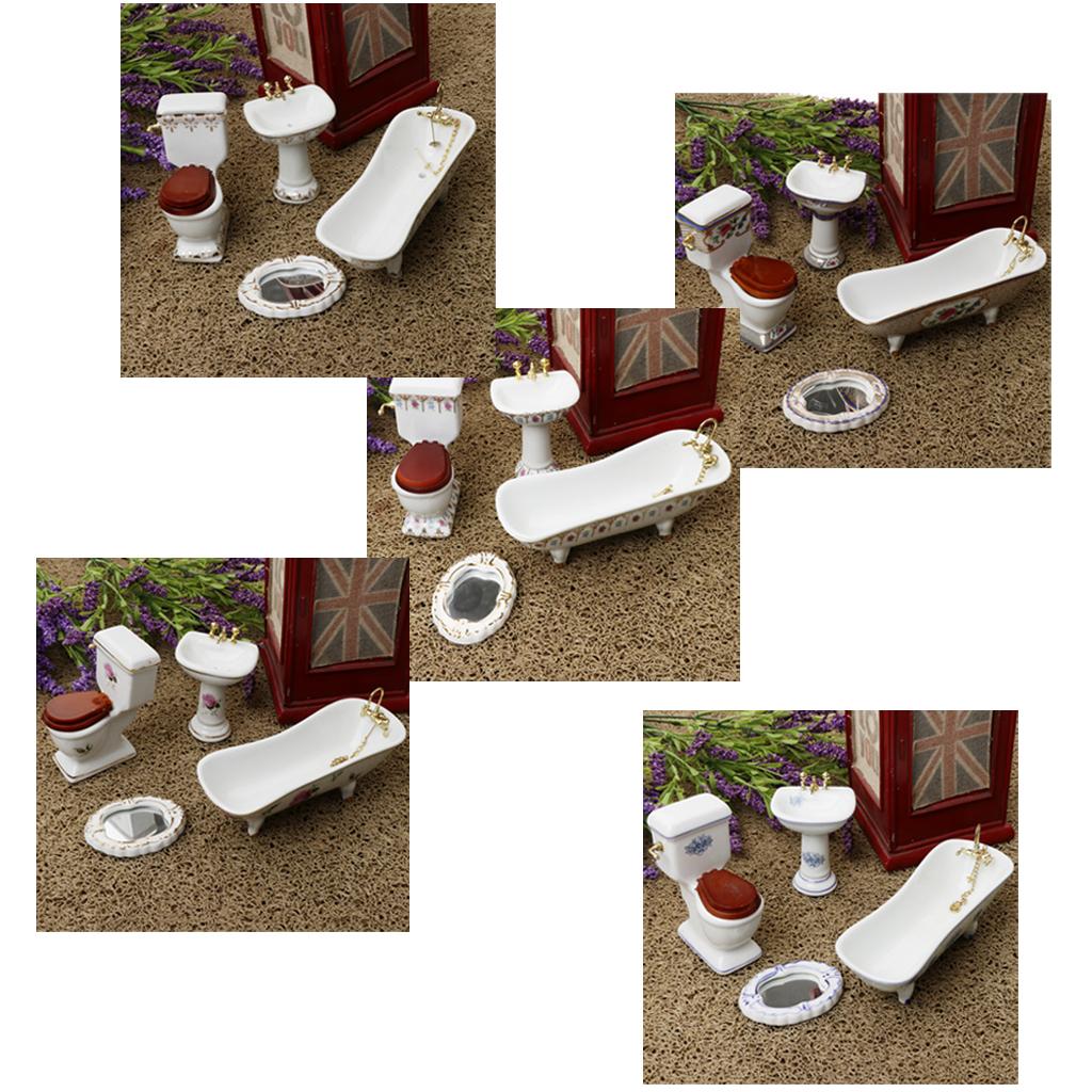 Ceramic Dollhouse Bathroom Set - Home Bathroom Scales recension och pris