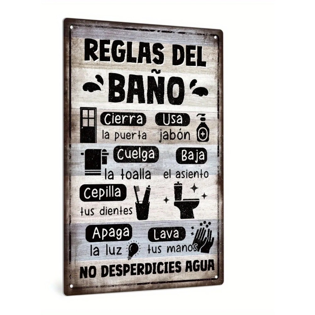 1pc Spanish Vintage Bathroom R - Home Bathroom Rules recension och pris