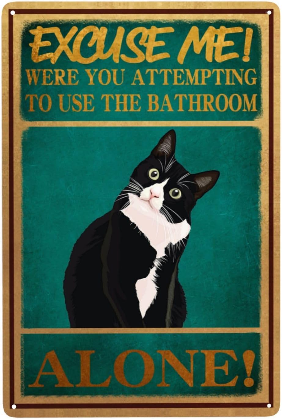 Retro Tin Signs Tuxedo Cat Bat - Home Alone Bathroom recension och pris