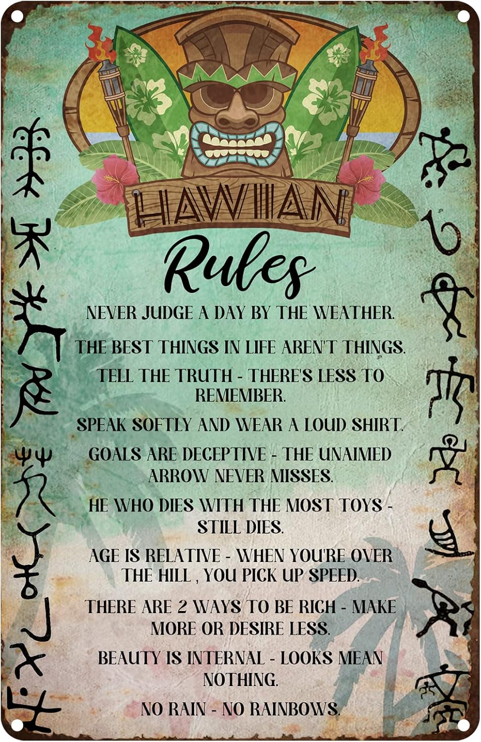 Vintage Tin Sign Hawaiian Rule - Home Bathroom Rules recension och pris