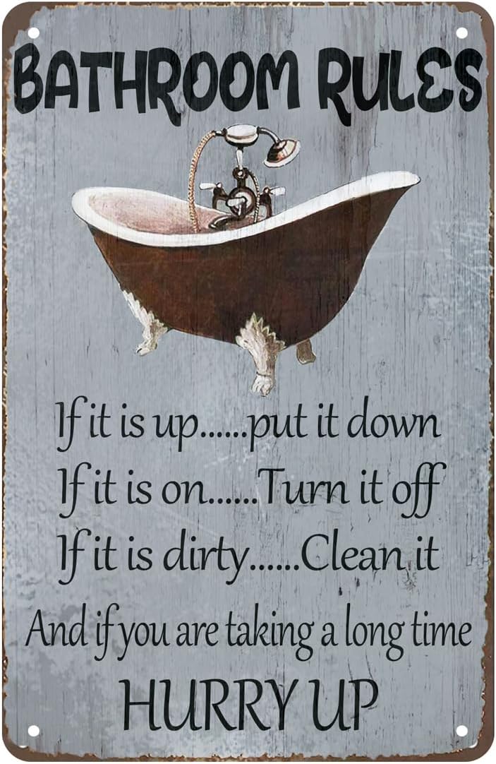 Bathroom Rules Sign Funny Retr - Home Bathroom Rules recension och pris