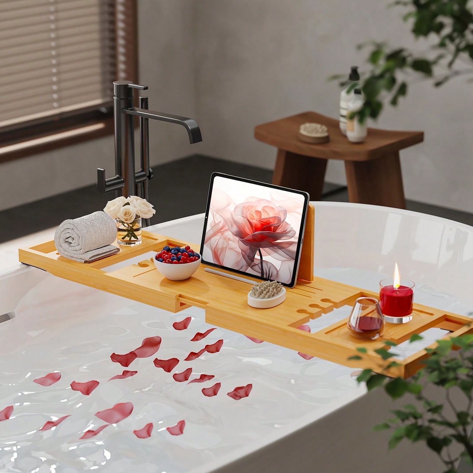 Bamboo Bathtub Caddy Tray, Ext - Bath Caddy Tray recension och pris