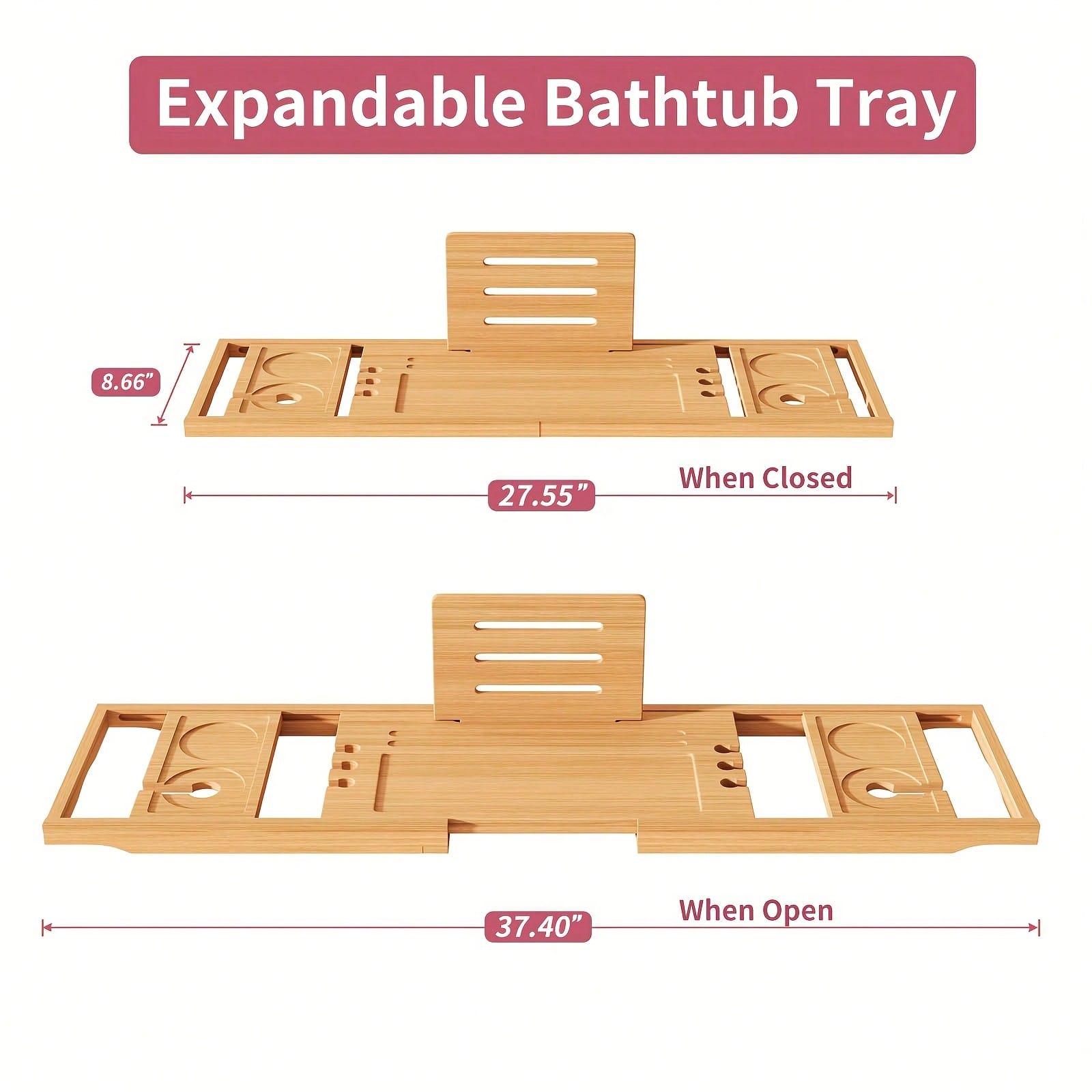 Bamboo Bathtub Caddy Tray, Ext - Bath Caddy Tray recension och pris