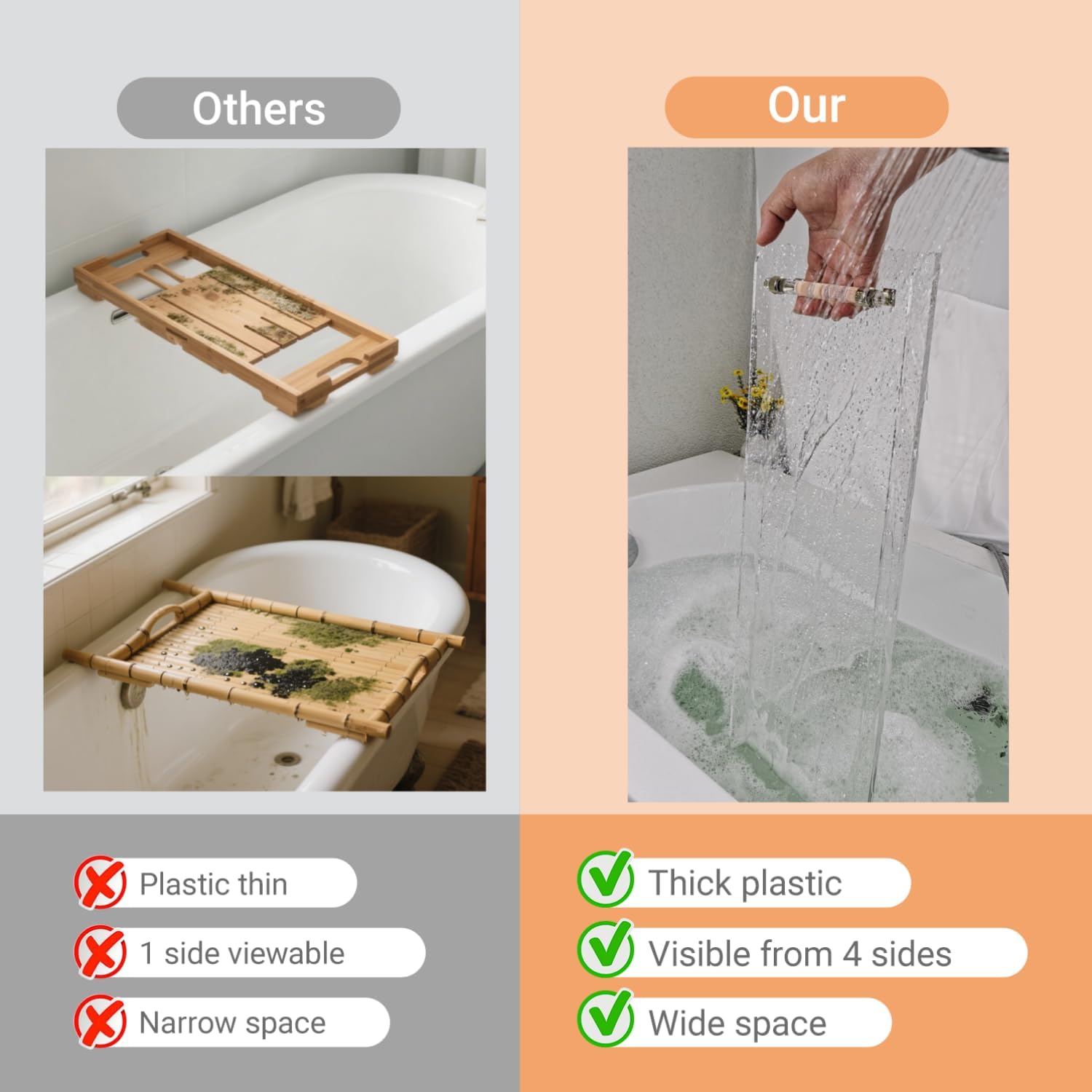 42 Inch Transparent Bathtub Ca - Bath Caddy Tray recension och pris
