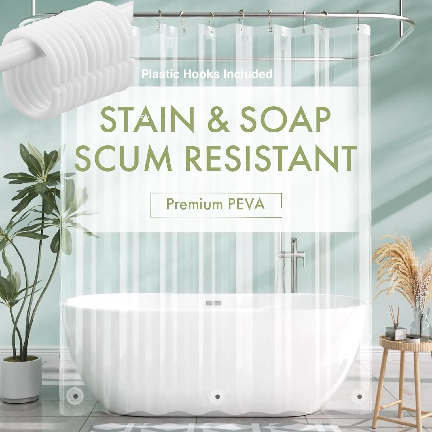 1pc Lightweight Waterproof Cle - Shower Curtain Liner recension och pris