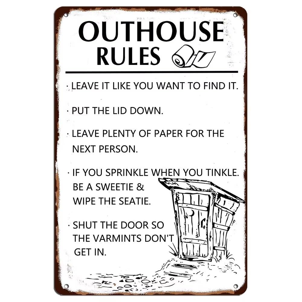 Outhouse Rules Metal Tin Sign  - Home Bathroom Rules recension och pris