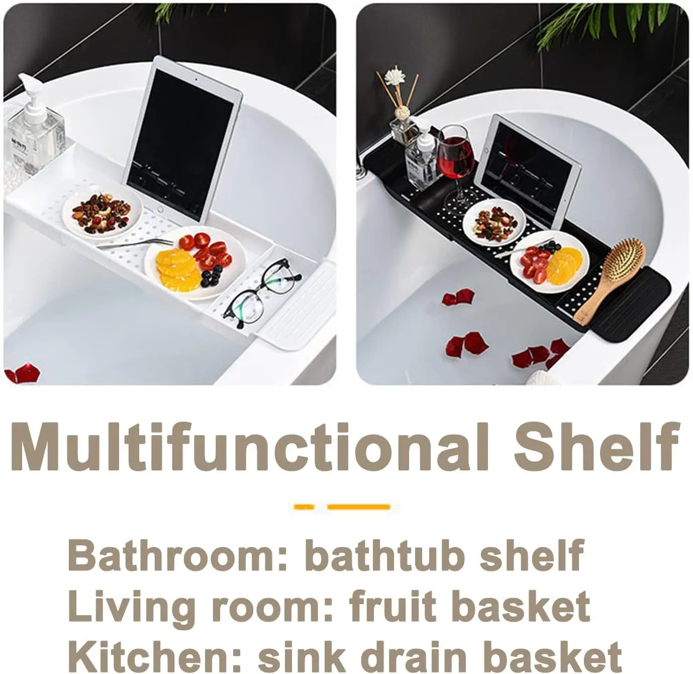 Expandable Drain Bath Shelf Ca - Bath Caddy Tray recension och pris