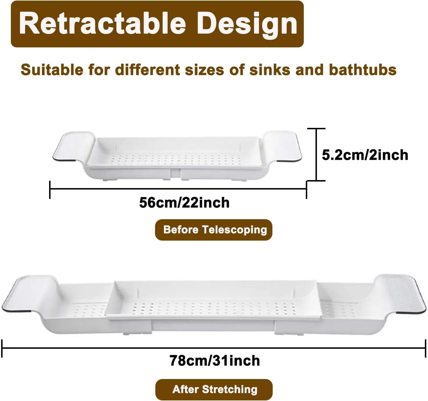 Expandable Drain Bath Shelf Ca - Bath Caddy Tray recension och pris