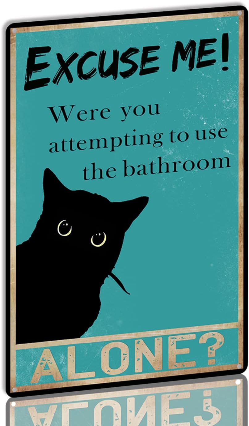 Tin Sign Funny Black Cat Bathr - Home Alone Bathroom recension och pris