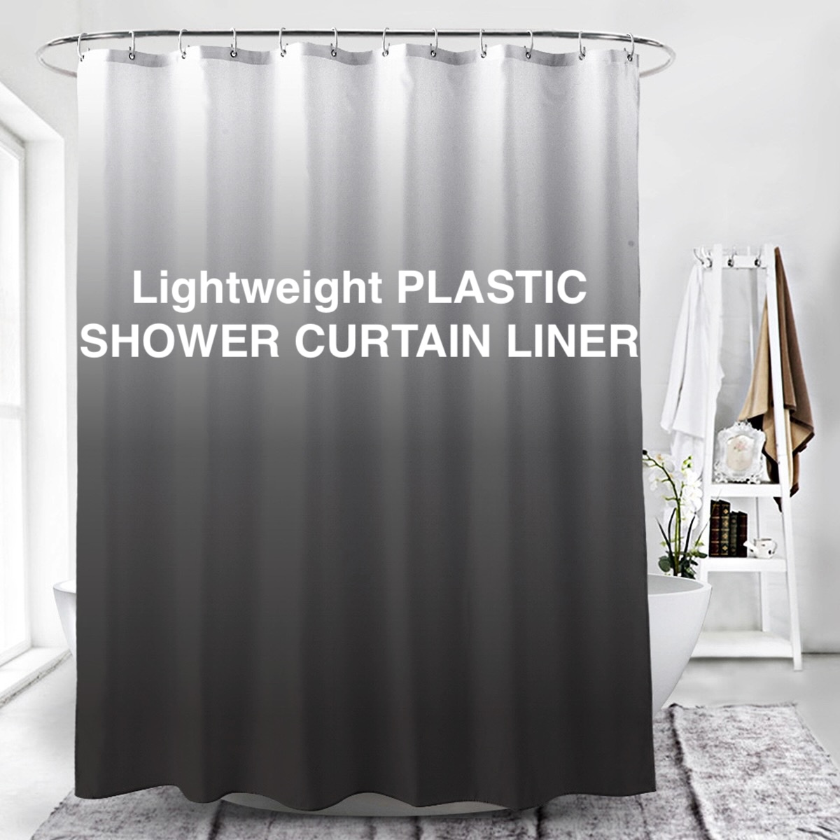 1Pc Gray Gradient Shower Curta - Shower Curtain Liner recension och pris