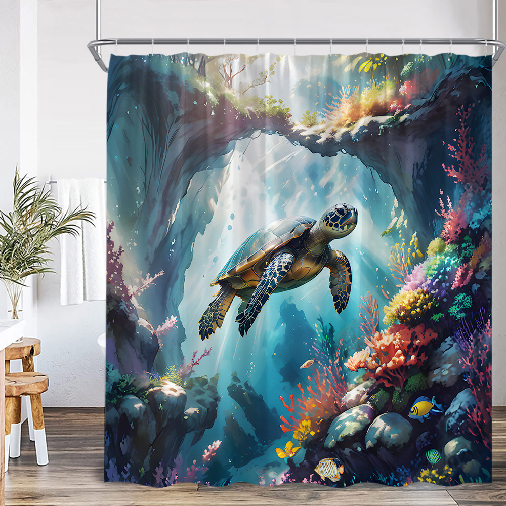 Sea Animals Shower Curtain 3D  - Shower Curtain Liner recension och pris