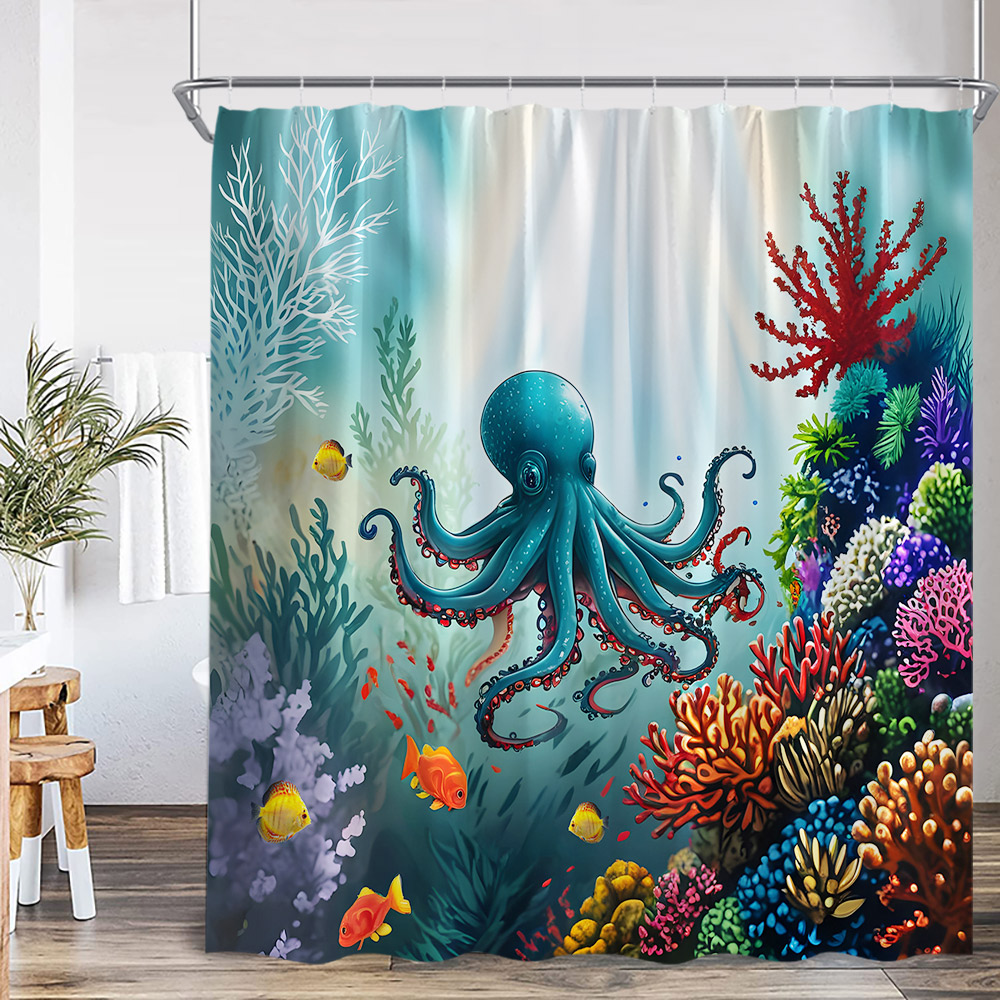 Sea Animals Shower Curtain 3D  - Shower Curtain Liner recension och pris